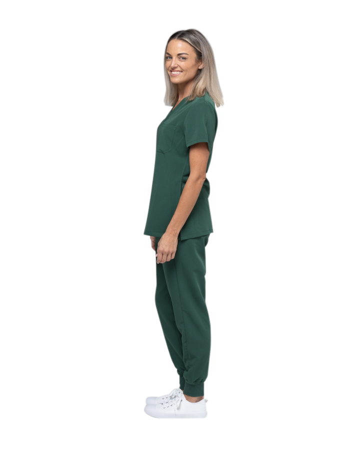 Hunter Green Lainey Scrubs - Scrub Top & Jogger Pants