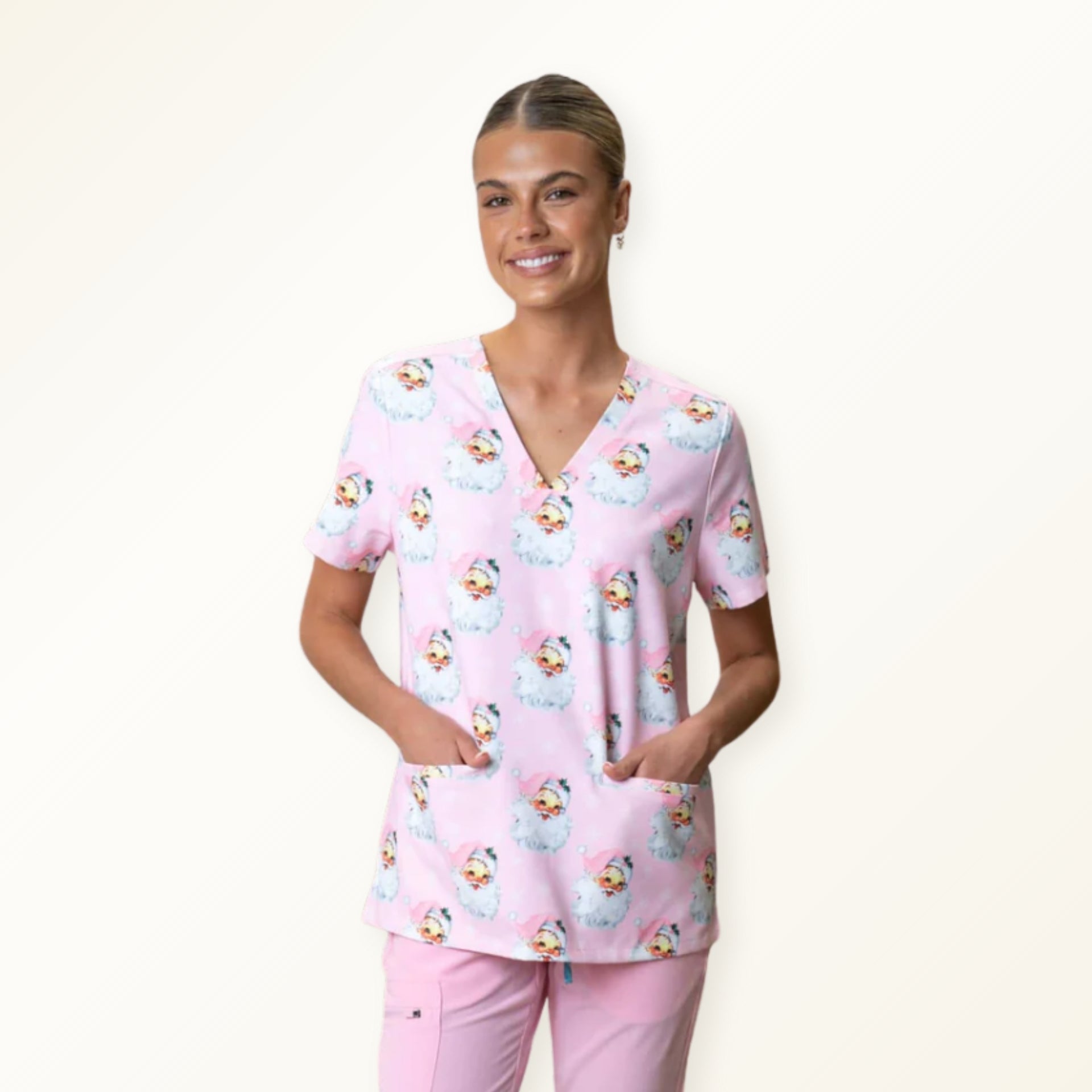 Santa Baby Scrub top PInk