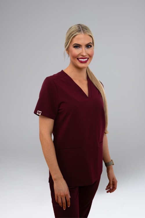 Burgandy SpringActive™ Scrubs - Scrub Top & Jogger Pants