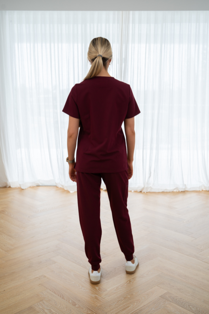 Burgandy SpringActive™ Scrubs - Scrub Top & Jogger Pants