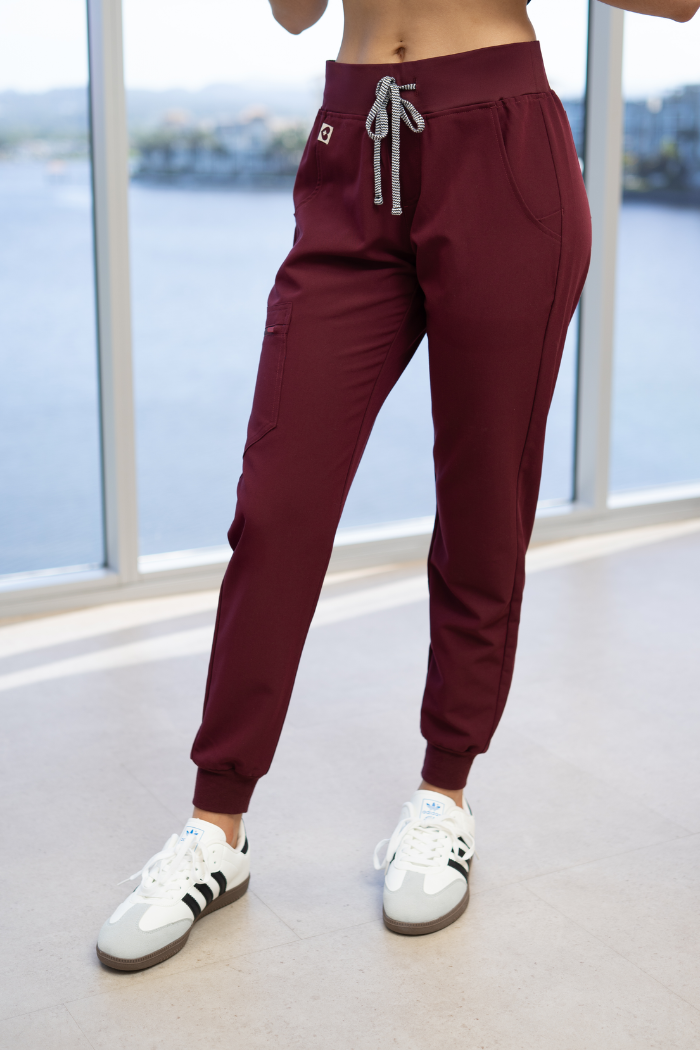 Burgandy SpringActive™ Scrubs - Scrub Top & Jogger Pants