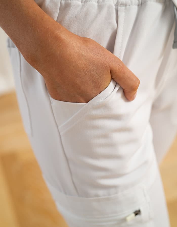 White Lainey Scrubs - Scrub Top & Jogger Pants