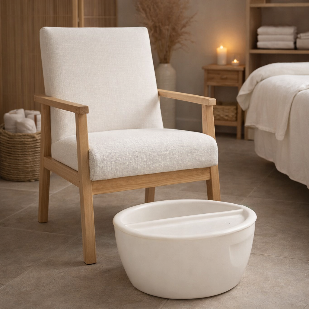 White Pedicure bowl with Footrest set