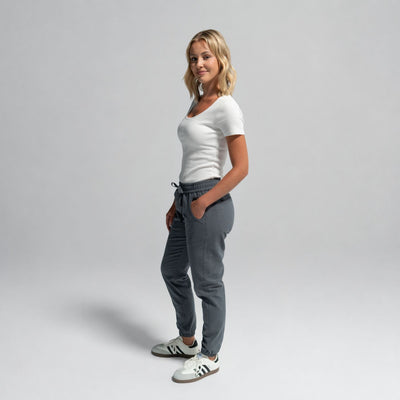 Linen Jogger Pants in Charcoal Grey, alternate view | Spring Spa Wear