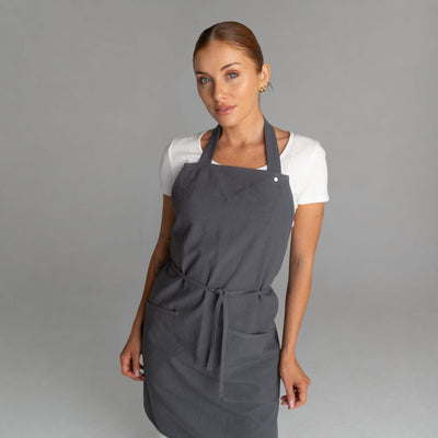 Lulu Linen Apron in Charcoal Grey | Spring Spa Wear