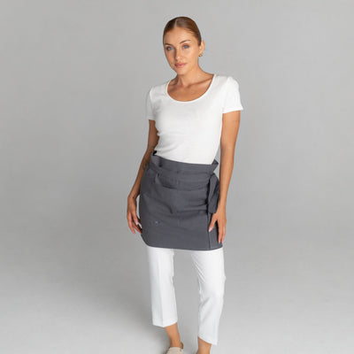 Mia Linen Half Apron in Charcoal Grey | Spring Spa Wear