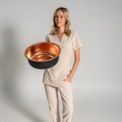 Copper Pedicure Bowl, Black exterior | Spring Spa Wear