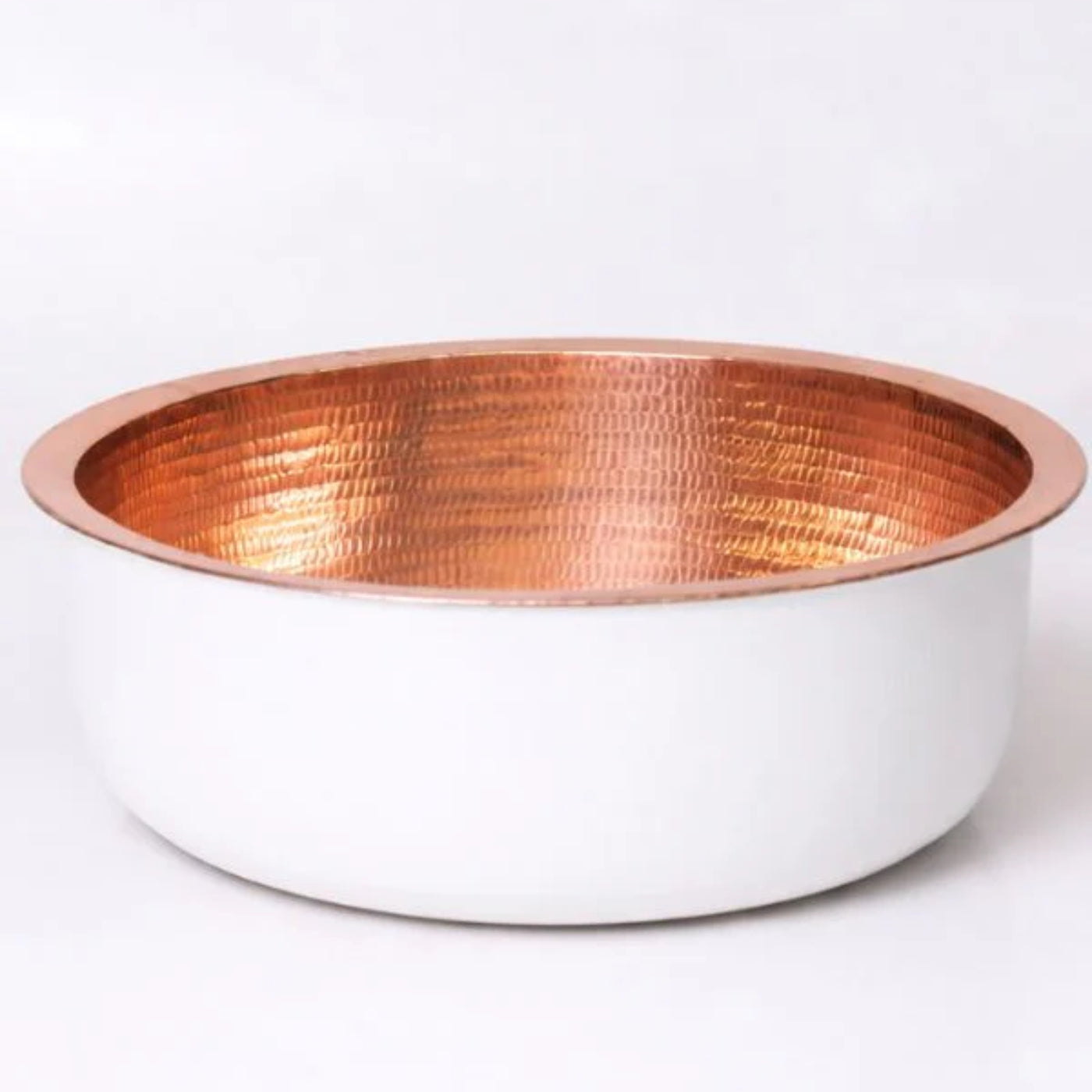 Copper Pedicure Bowl, White exterior close-up | Spring Spa Wear