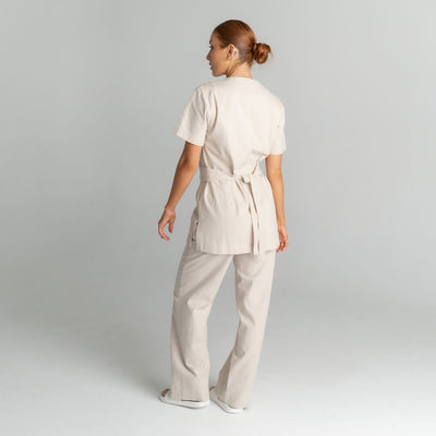 Eden Linen Tunic in Oatmeal, back view | Spring Spa Wear