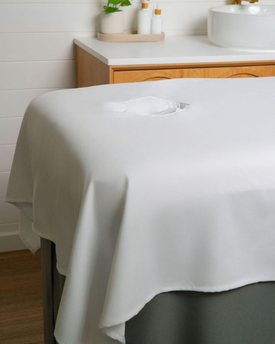 White Massage Table Flat Sheet with Face Hole (5pk)