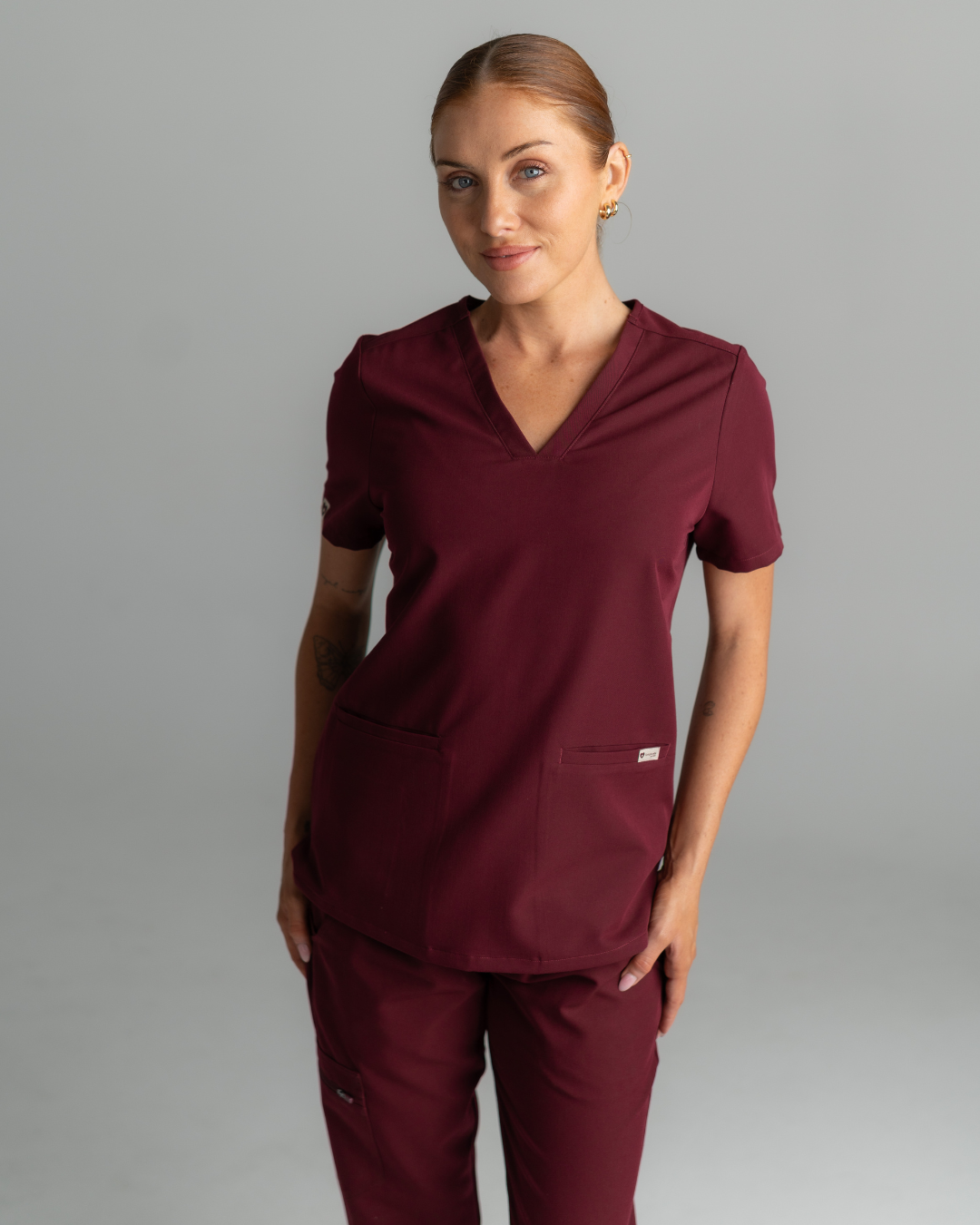 SpringActive™ Burgundy Scrub Set