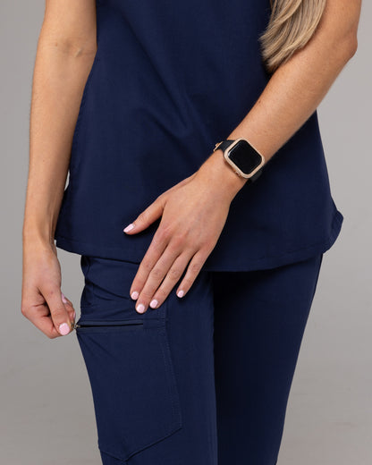 Lainey Scrub Set- Top and pants Navy Blue