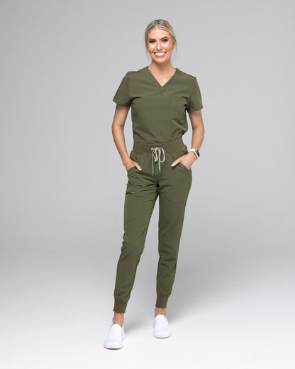 Lainey Scrub Set- Top and pants Olive Green