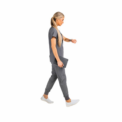 Lainey Scrub Set- Top and pants Grey